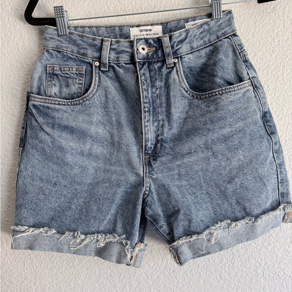 Cotton On Women's High-Rise Distressed Denim Shorts - Light Blue size 4